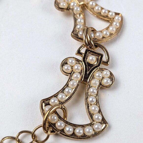 Pearl Accented Gold-tone Link Bracelet - Picture 3 of 6